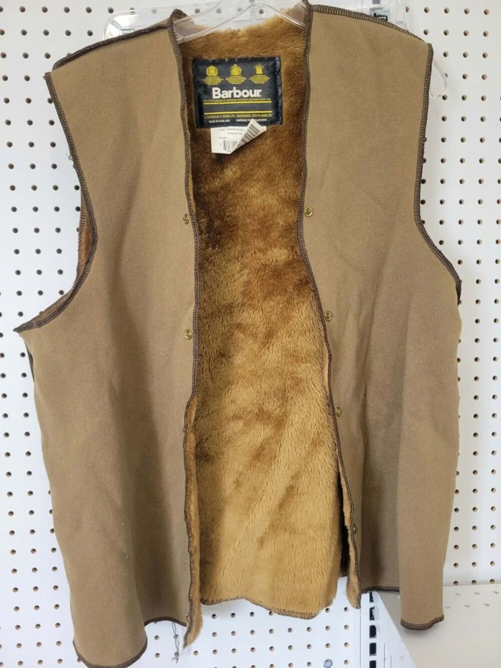 Barbour Mens Warm Pile Lining Vest C38 / 97CM Beige Faux Fur Made In England
